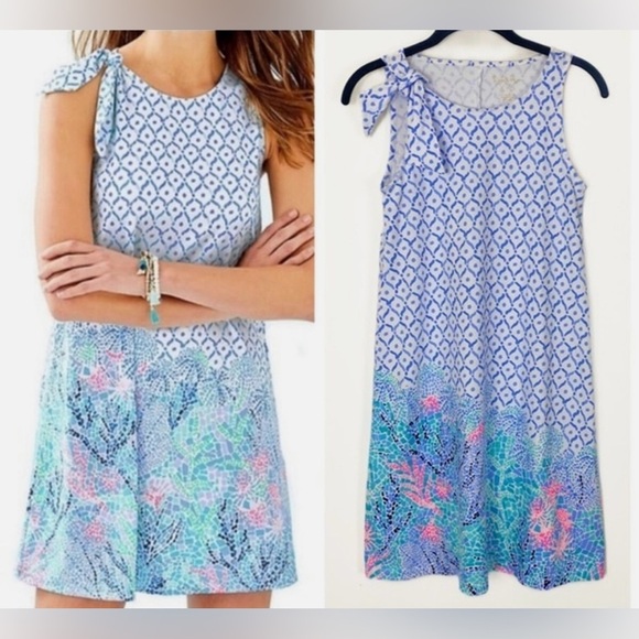 Lilly Pulitzer Blue and White Sleeveless Sundress - Picture 1 of 14